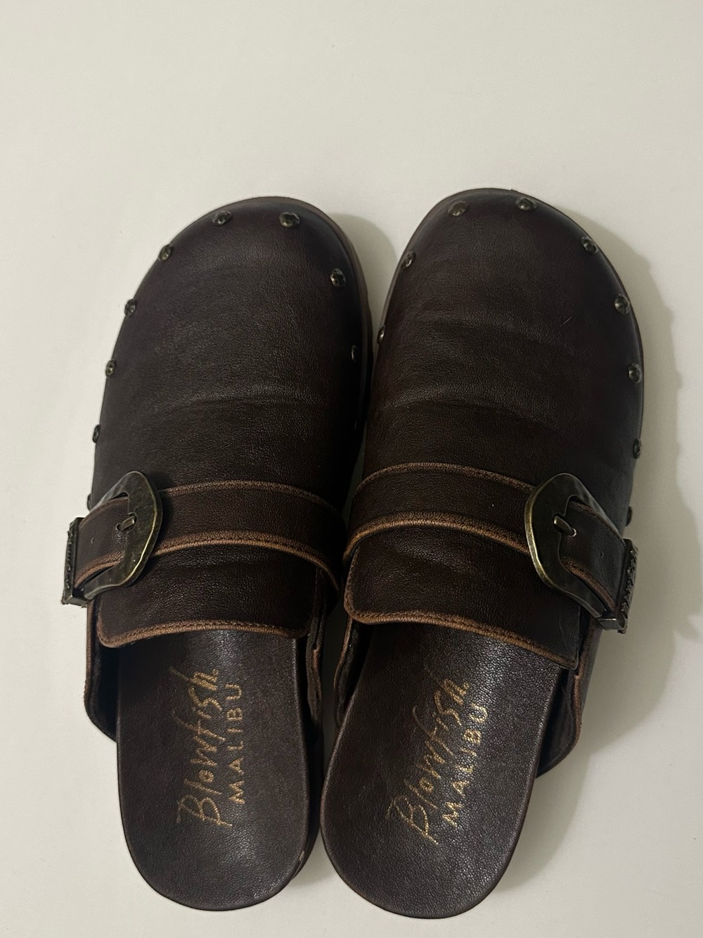 WomenBrown  faux leader Slide Clogs